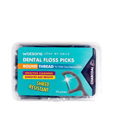 Watson Dental Floss Picks Charcoal 50 pcs
