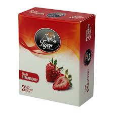 Tiger Plain Strawberry Flavored Condom 3s Pack
